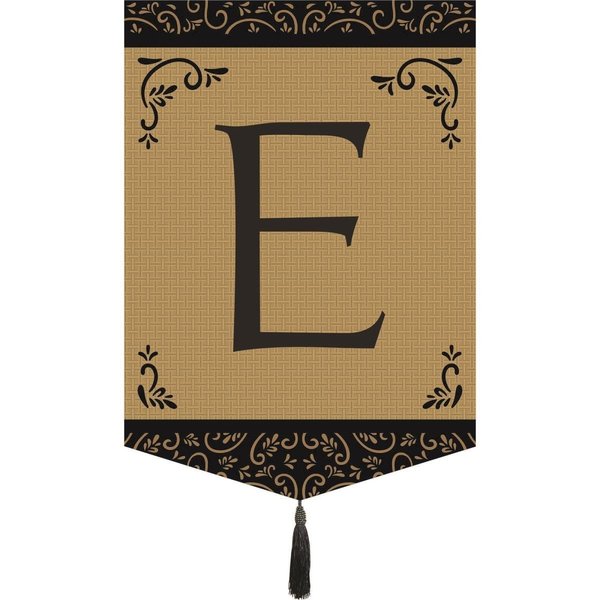 Magnolia Garden Flags Monogram E Tassel Burlap Garden Flag M030005